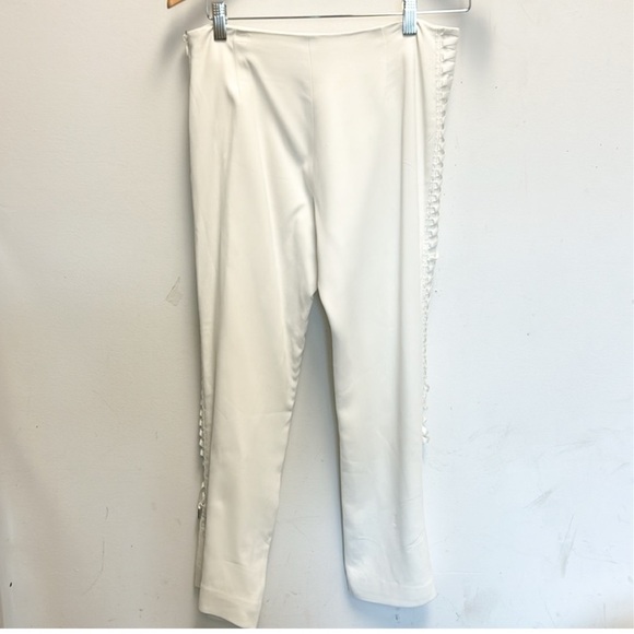 JONATHAN SIMKHAI Lace-up Cropped Crepe Flared Pants In Ivory - Picture 3 of 9